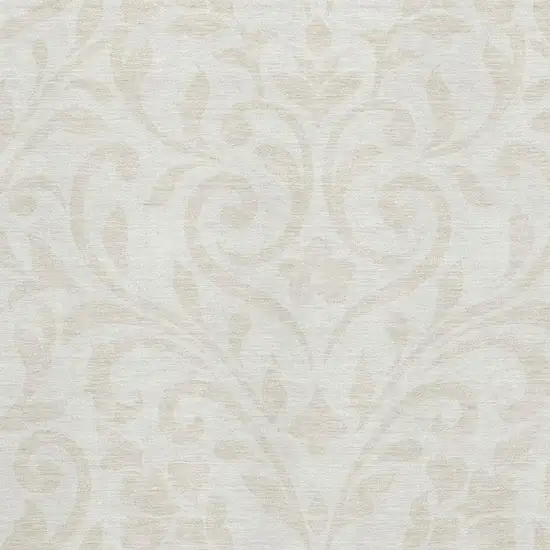 Ivory And Beige Floral Washable Area Rug With UV Protection Photo 3