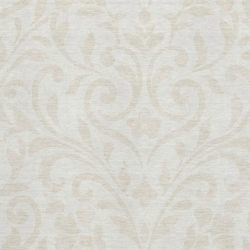 Ivory And Beige Floral Washable Area Rug With UV Protection Photo 3