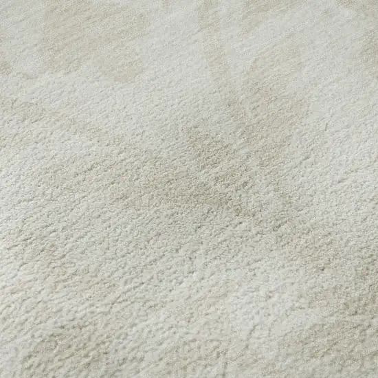 Ivory And Beige Floral Washable Area Rug With UV Protection Photo 8