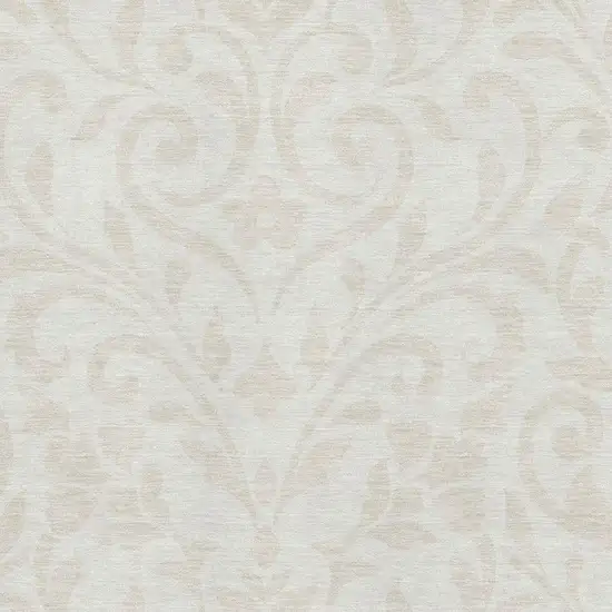 Ivory And Beige Floral Washable Area Rug With UV Protection Photo 3