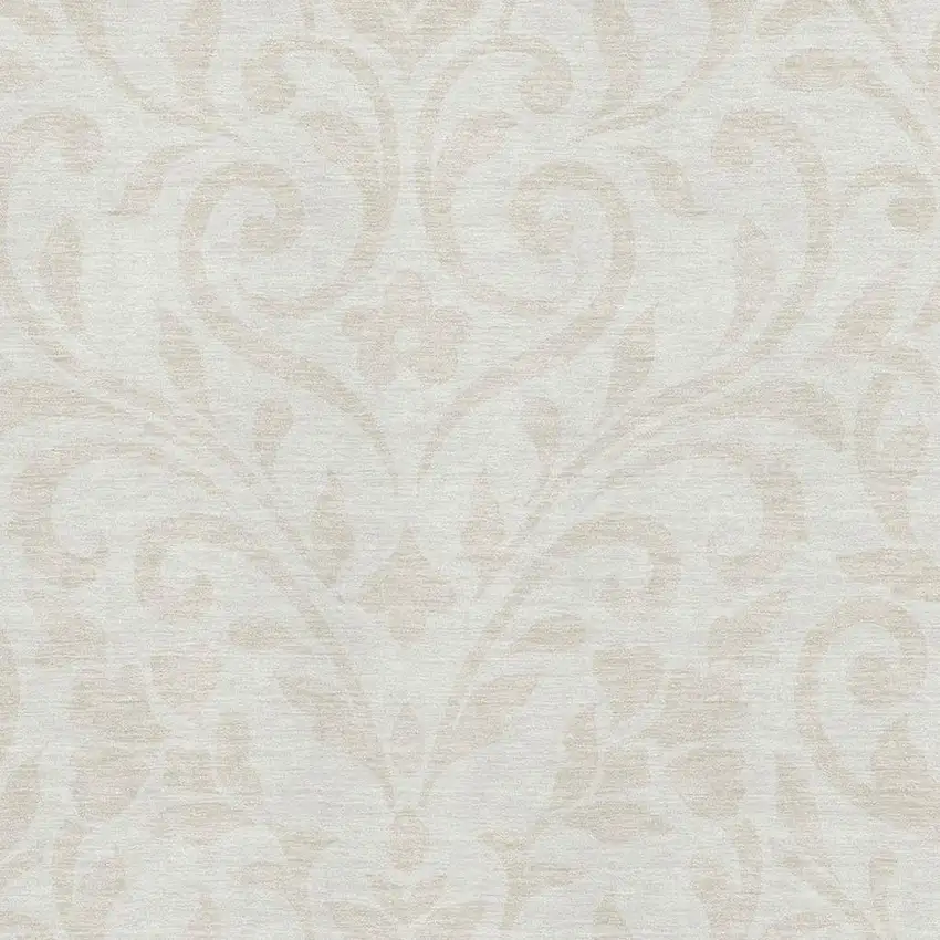 Ivory And Beige Floral Washable Area Rug With UV Protection Photo 3