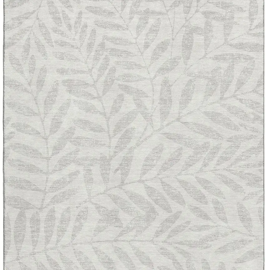 Ivory And Beige Floral Washable Area Rug With UV Protection Photo 3