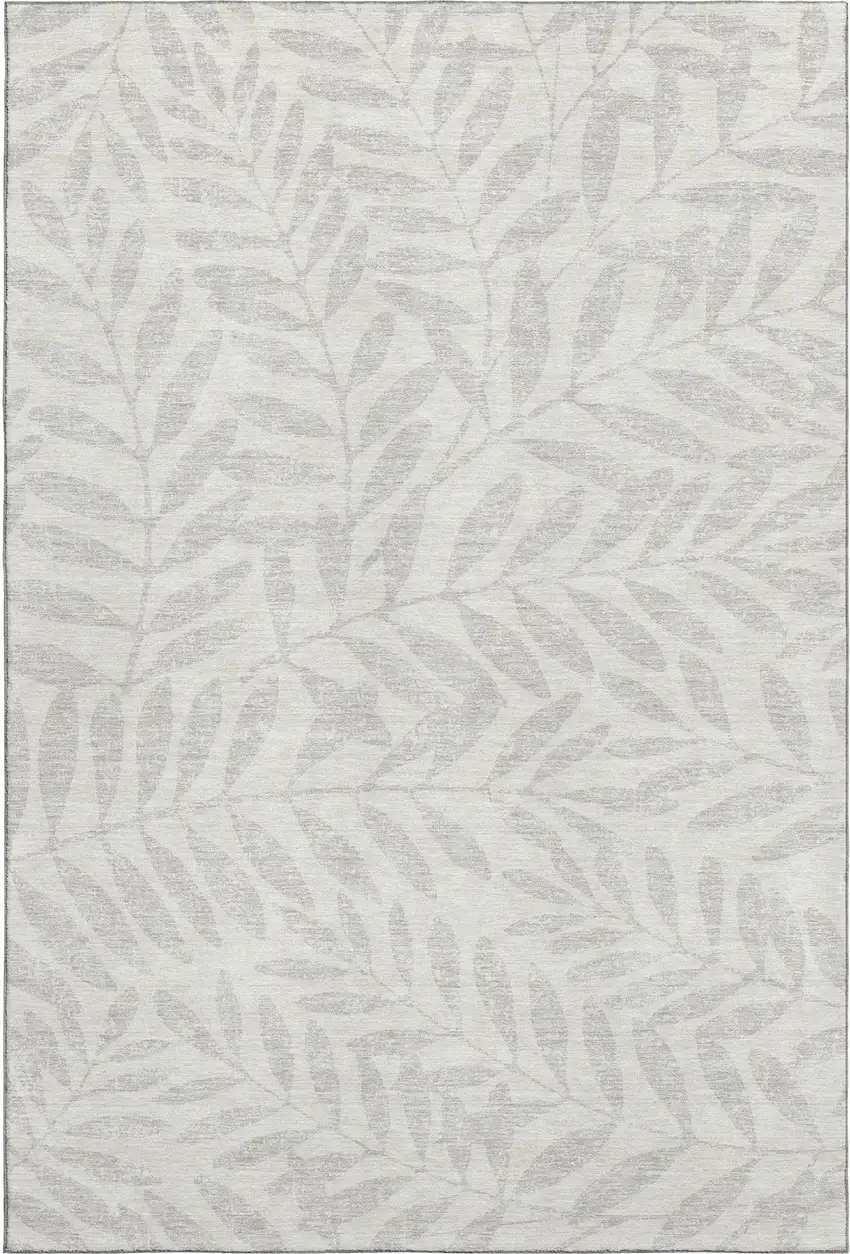 Ivory And Beige Floral Washable Area Rug With UV Protection Photo 1