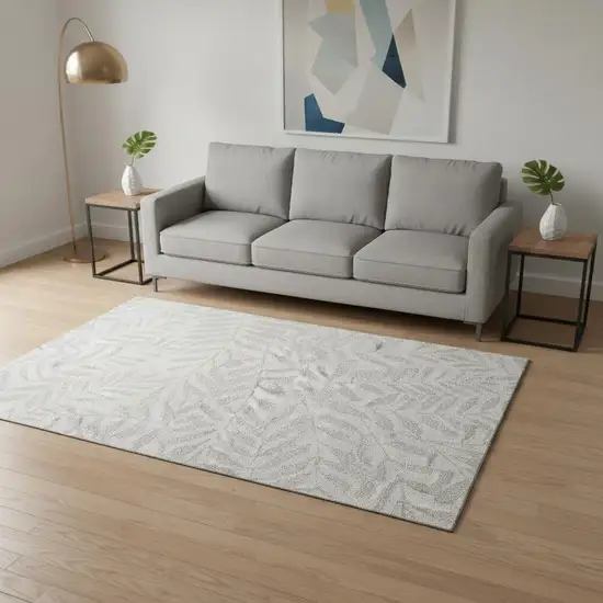 Ivory And Beige Floral Washable Area Rug With UV Protection Photo 2