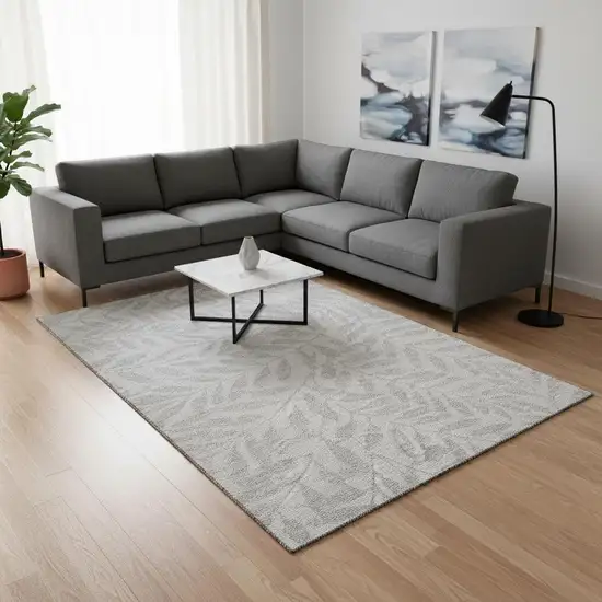 Ivory And Beige Floral Washable Area Rug With UV Protection Photo 2