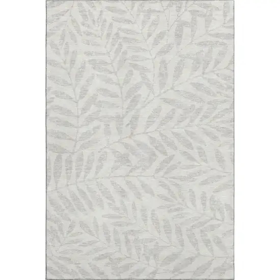 Ivory And Beige Floral Washable Area Rug With UV Protection Photo 1