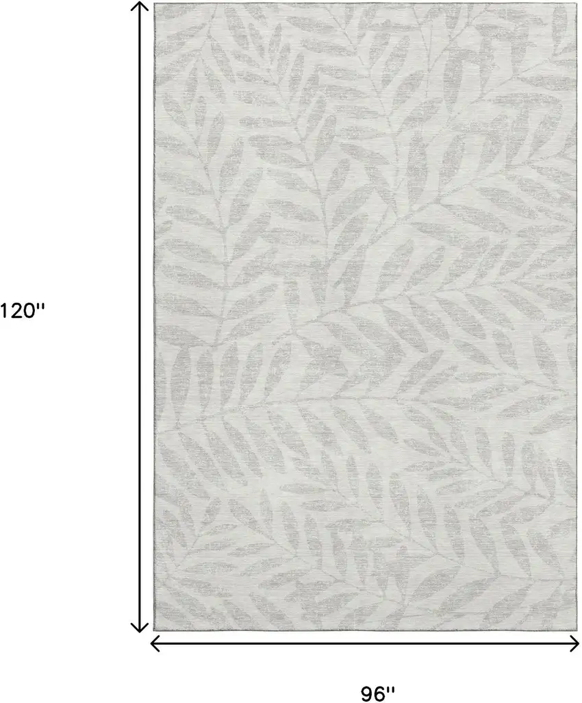 Ivory And Beige Floral Washable Area Rug With UV Protection Photo 8