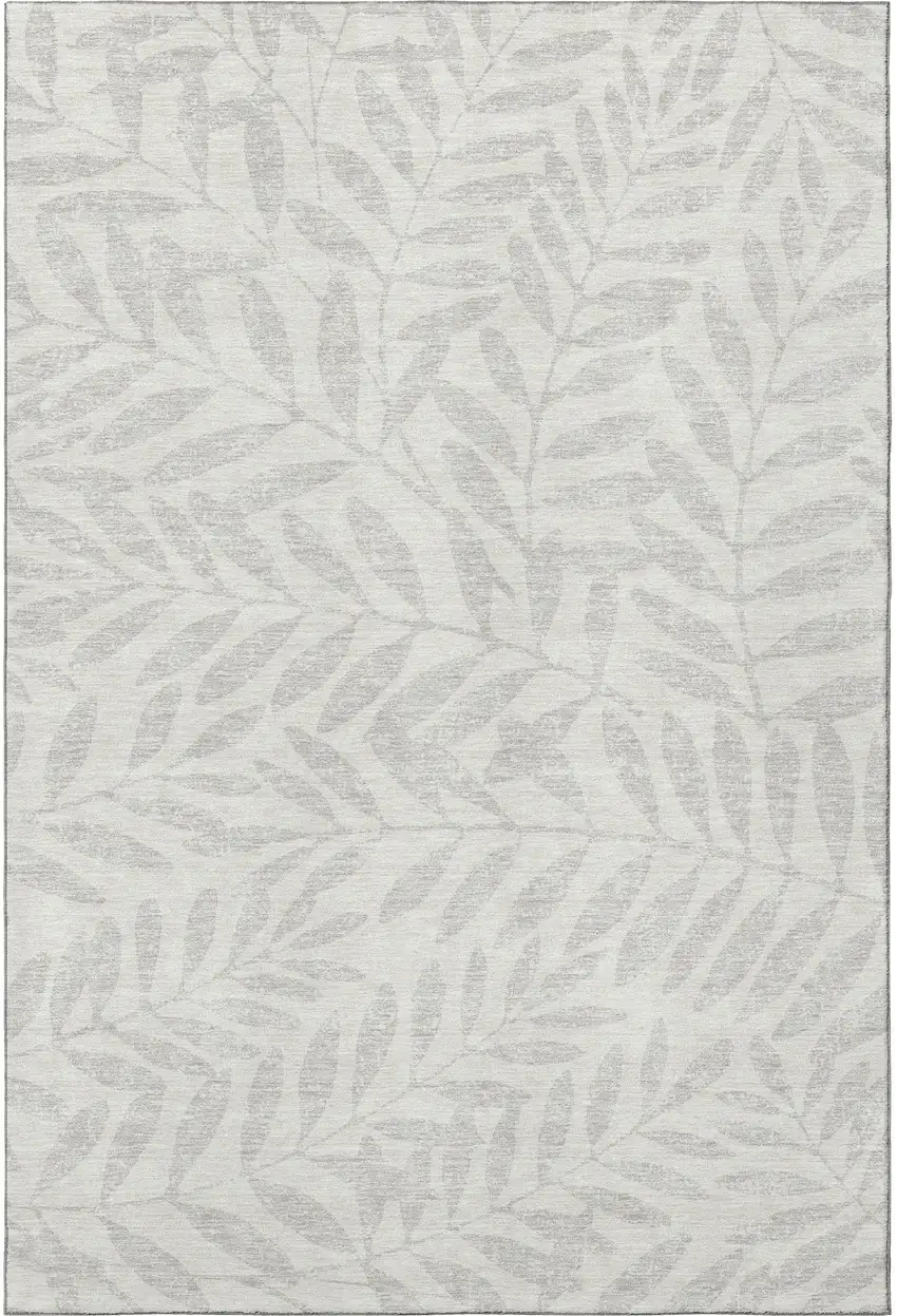 Ivory And Beige Floral Washable Area Rug With UV Protection Photo 4