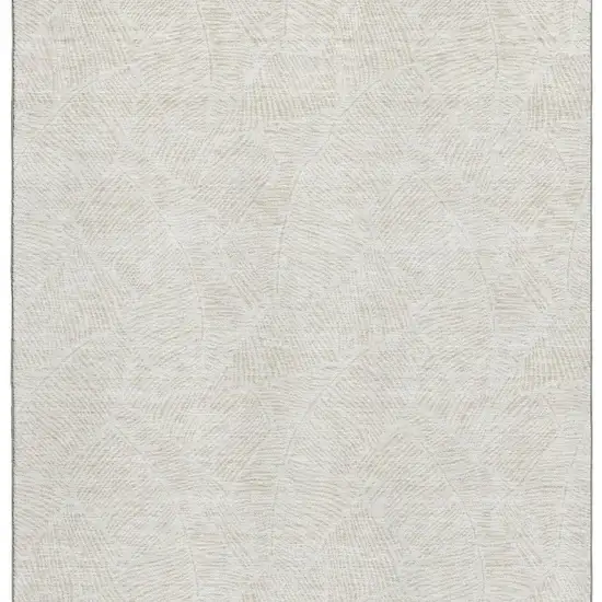 Ivory And Beige Floral Washable Area Rug With UV Protection Photo 3