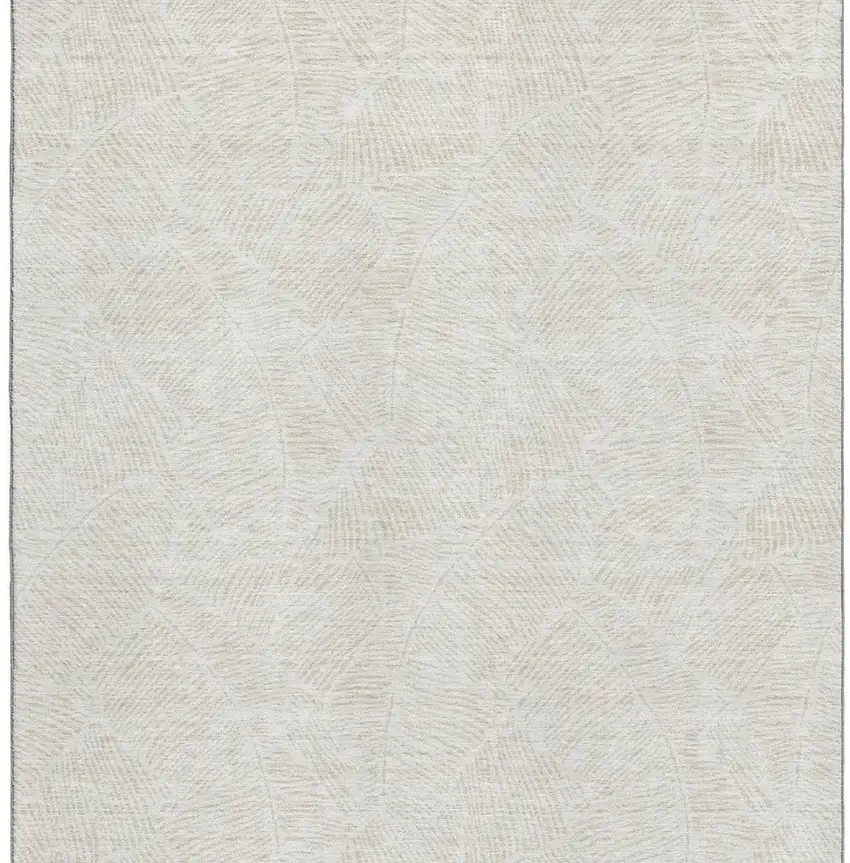 Ivory And Beige Floral Washable Area Rug With UV Protection Photo 3