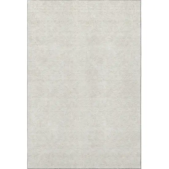 Ivory And Beige Floral Washable Area Rug With UV Protection Photo 4
