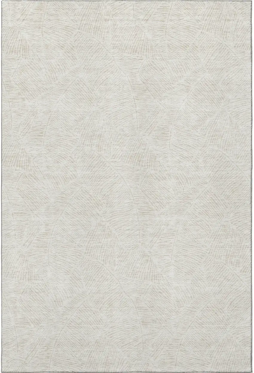 Ivory And Beige Floral Washable Area Rug With UV Protection Photo 4