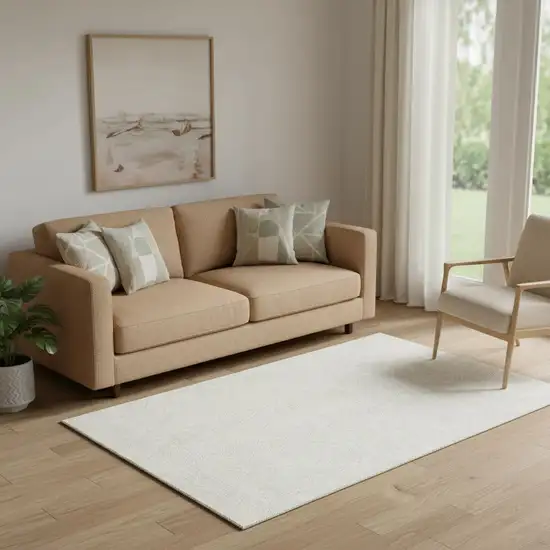 Ivory And Beige Floral Washable Area Rug With UV Protection Photo 1