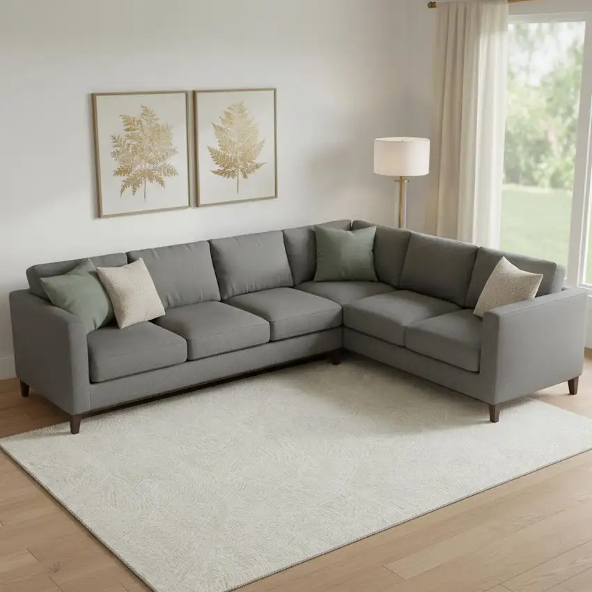 Ivory And Beige Floral Washable Area Rug With UV Protection Photo 1