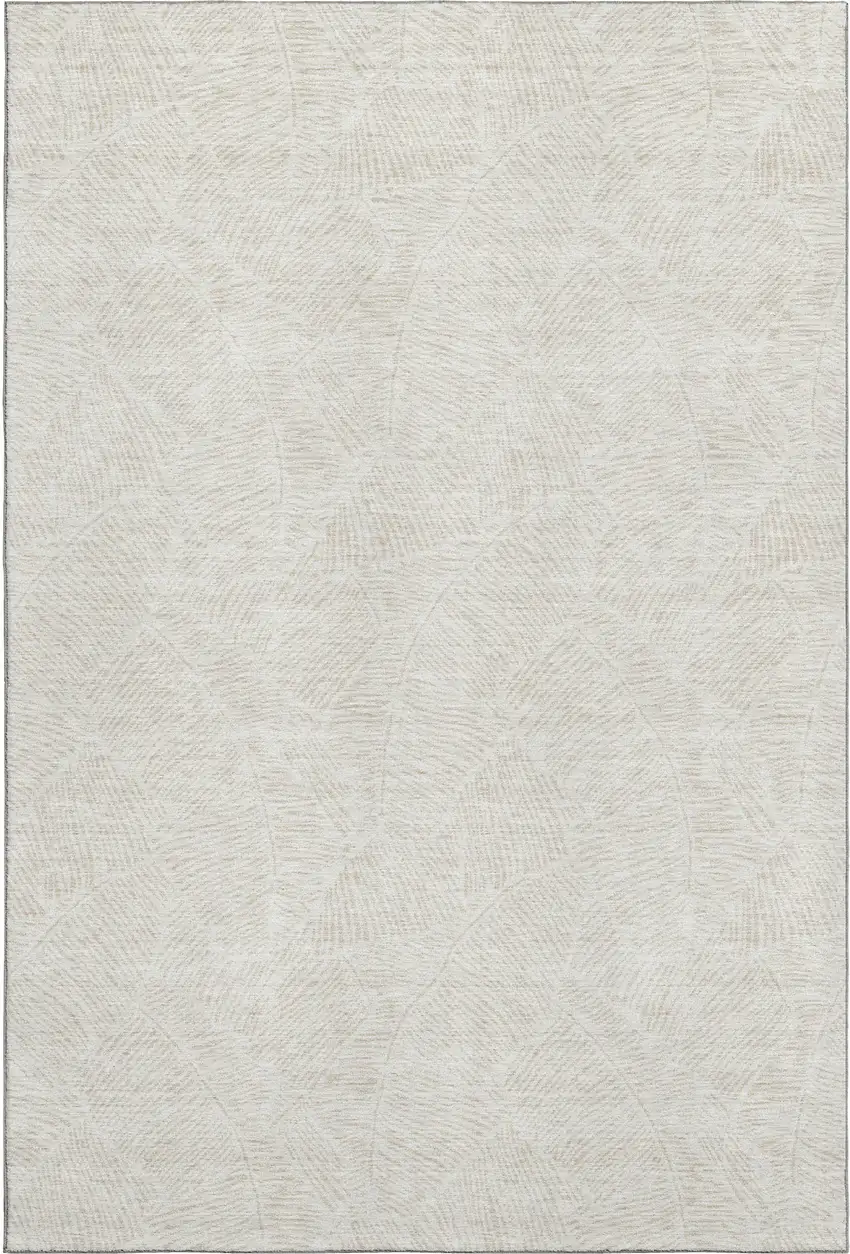 Ivory And Beige Floral Washable Area Rug With UV Protection Photo 1