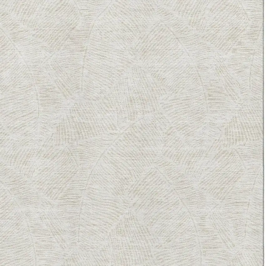 Ivory And Beige Floral Washable Area Rug With UV Protection Photo 3