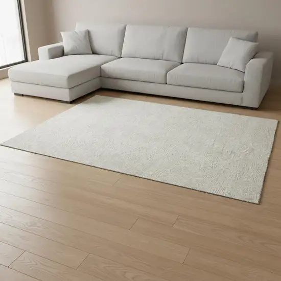 Ivory And Beige Floral Washable Area Rug With UV Protection Photo 2