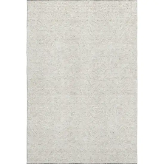 Ivory And Beige Floral Washable Area Rug With UV Protection Photo 1