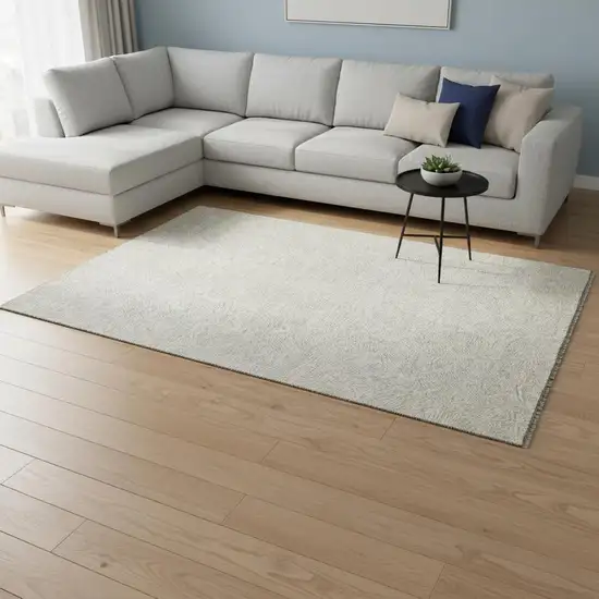 Ivory And Beige Floral Washable Area Rug With UV Protection Photo 2