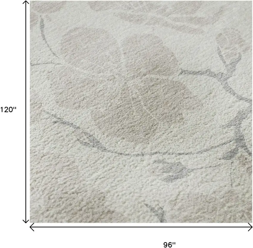 Ivory And Beige Floral Washable Area Rug With UV Protection Photo 9