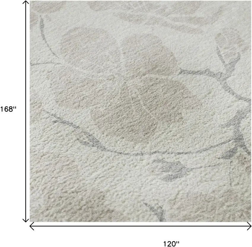 Ivory And Beige Floral Washable Area Rug With UV Protection Photo 9