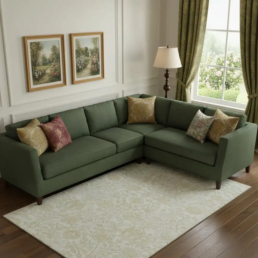 Ivory And Beige Floral Washable Area Rug With UV Protection Photo 2