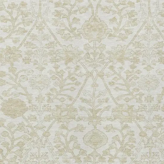 Ivory And Beige Floral Washable Indoor Outdoor Area Rug Photo 4