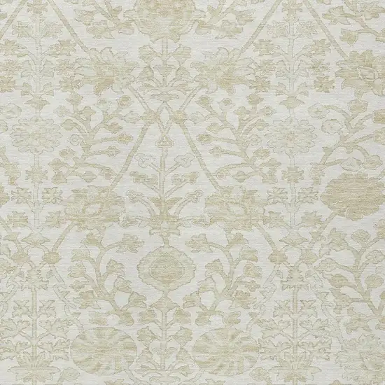 Ivory And Beige Floral Washable Indoor Outdoor Area Rug Photo 3