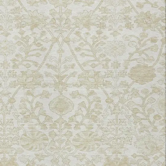 Ivory And Beige Floral Washable Indoor Outdoor Area Rug Photo 4