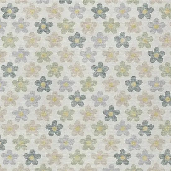 Ivory And Beige Floral Washable Indoor Outdoor Area Rug Photo 3