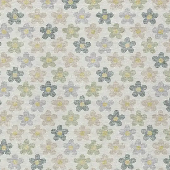 Ivory And Beige Floral Washable Indoor Outdoor Area Rug Photo 3
