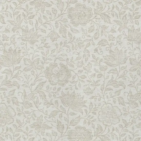 Ivory And Beige Floral Washable Indoor Outdoor Area Rug Photo 2