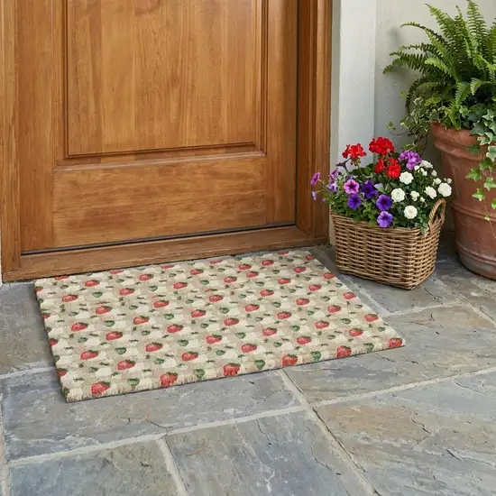 Ivory And Beige Floral Washable Indoor Outdoor Area Rug Photo 1