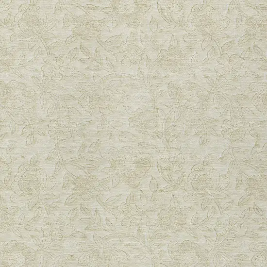 Ivory And Beige Floral Washable Indoor Outdoor Area Rug Photo 6