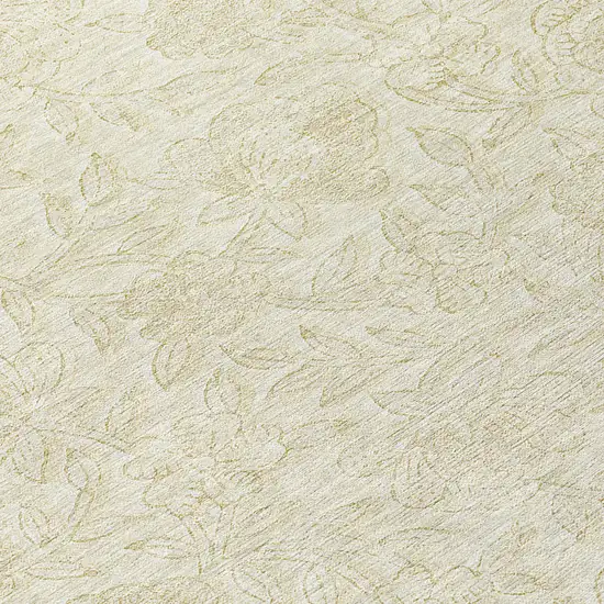 Ivory And Beige Floral Washable Indoor Outdoor Area Rug Photo 8