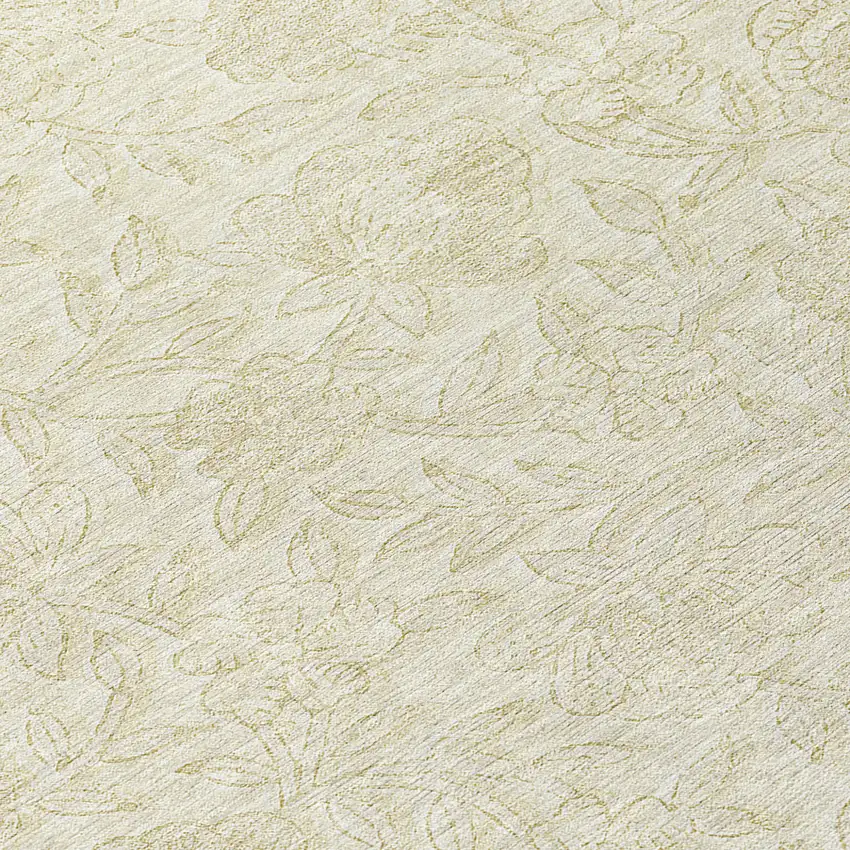 Ivory And Beige Floral Washable Indoor Outdoor Area Rug Photo 8