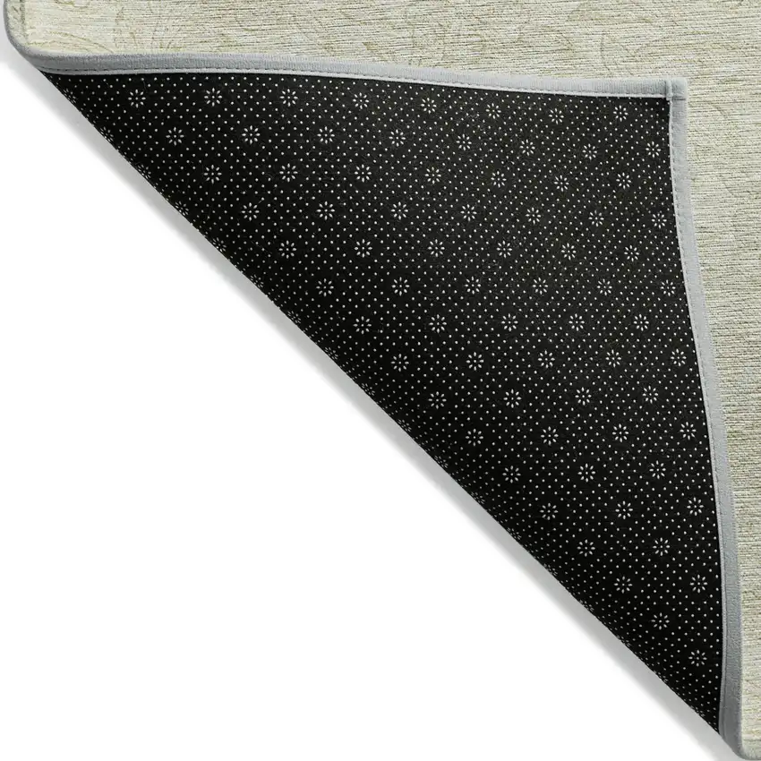 Ivory And Beige Floral Washable Indoor Outdoor Area Rug Photo 4