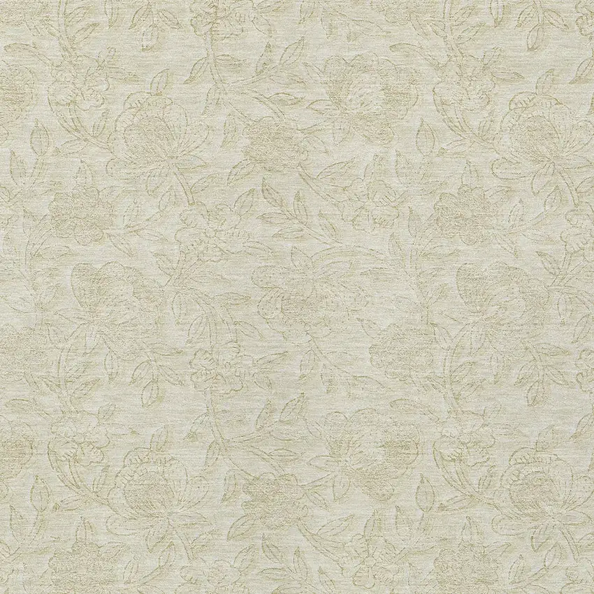 Ivory And Beige Floral Washable Indoor Outdoor Area Rug Photo 6