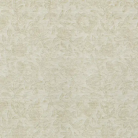 Ivory And Beige Floral Washable Indoor Outdoor Area Rug Photo 6