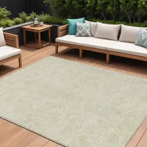 Photo of Ivory And Beige Floral Washable Indoor Outdoor Area Rug