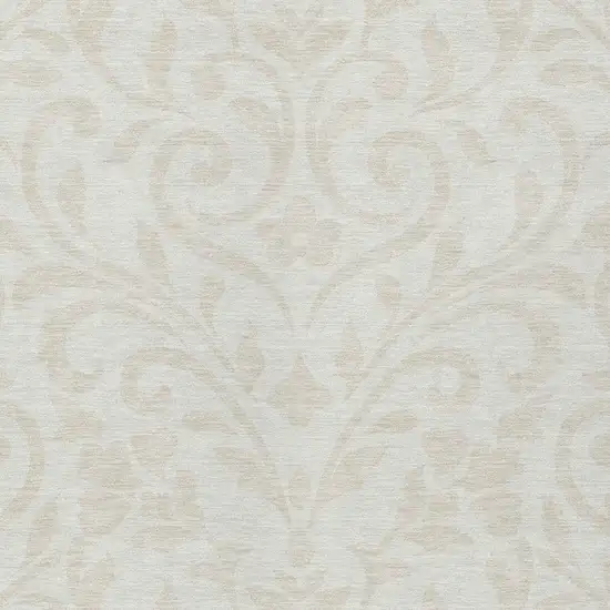 Ivory And Beige Floral Washable Indoor Outdoor Area Rug Photo 6