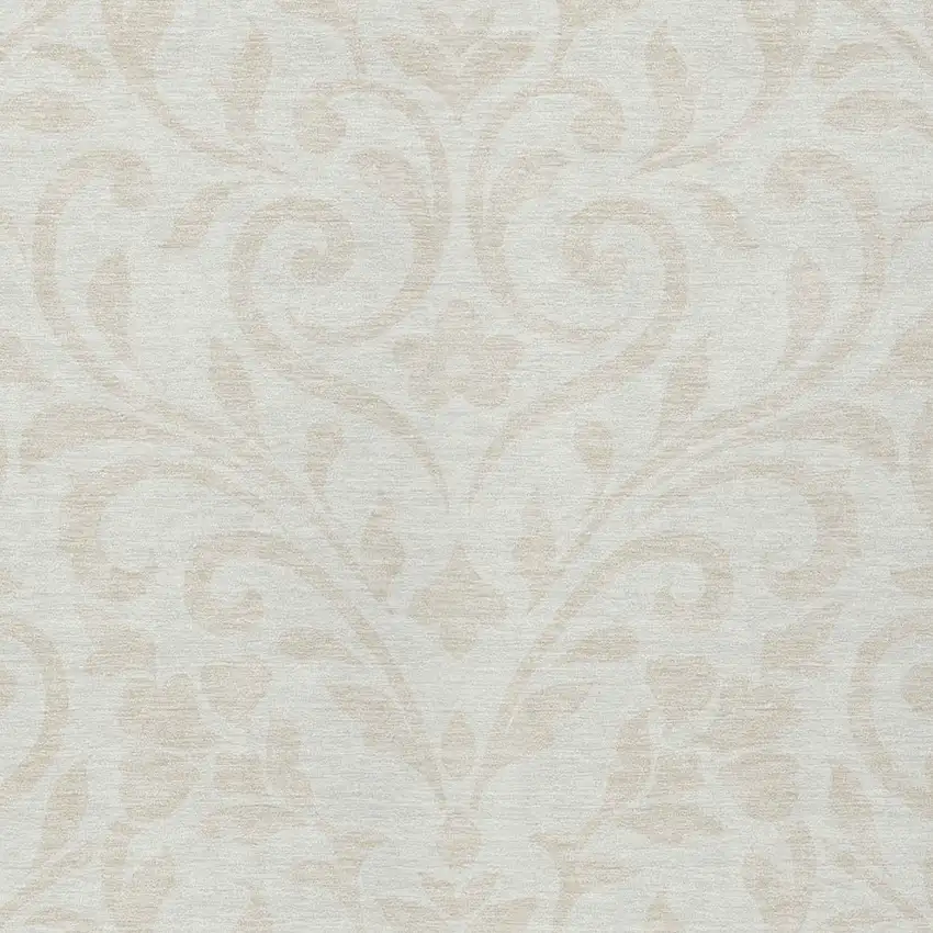 Ivory And Beige Floral Washable Indoor Outdoor Area Rug Photo 6