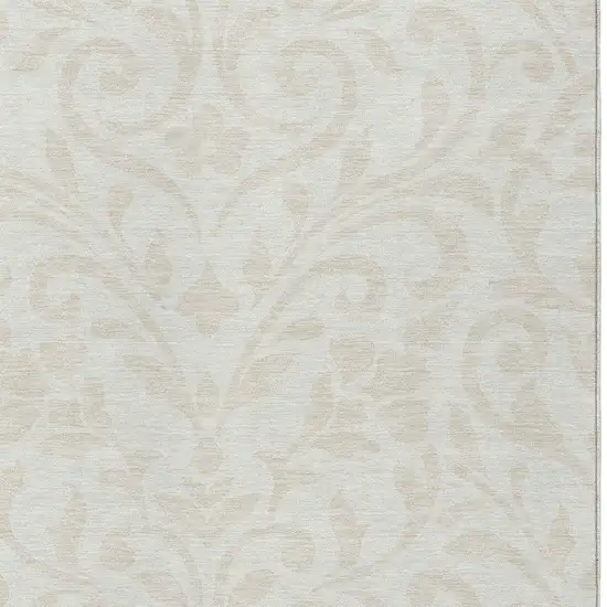 Ivory And Beige Floral Washable Indoor Outdoor Area Rug Photo 6