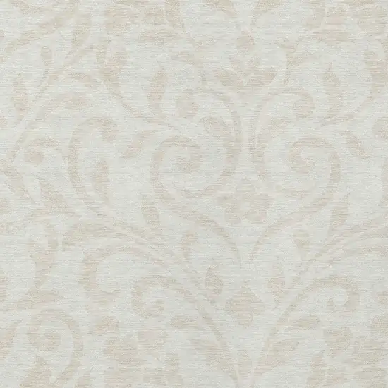 Ivory And Beige Floral Washable Indoor Outdoor Area Rug Photo 6