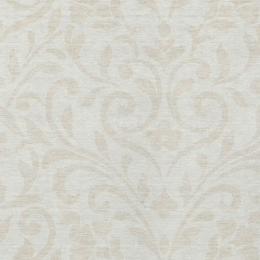 Ivory And Beige Floral Washable Indoor Outdoor Area Rug Photo 6