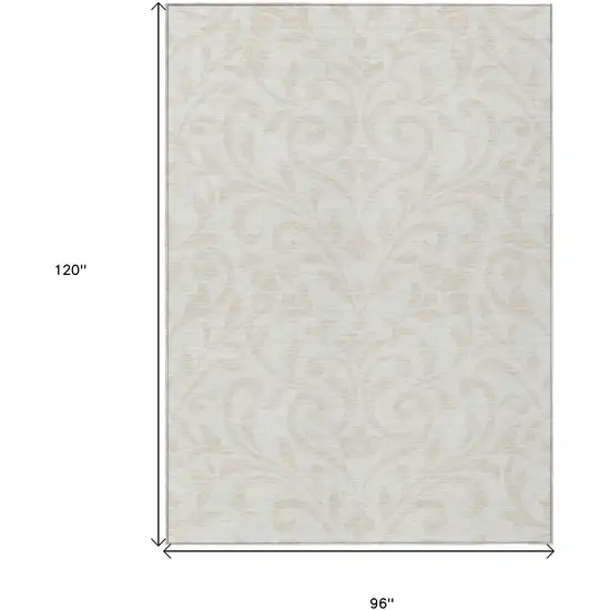Ivory And Beige Floral Washable Indoor Outdoor Area Rug Photo 3