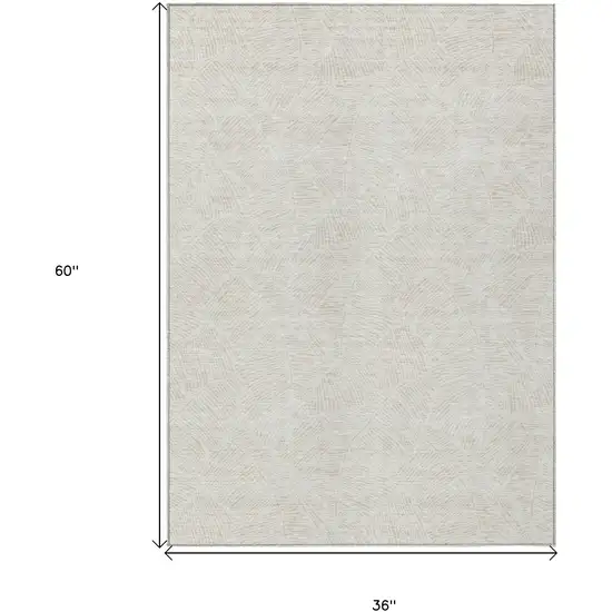 Ivory And Beige Floral Washable Indoor Outdoor Area Rug Photo 3