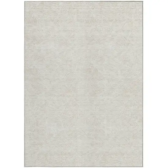 Ivory And Beige Floral Washable Indoor Outdoor Area Rug Photo 6