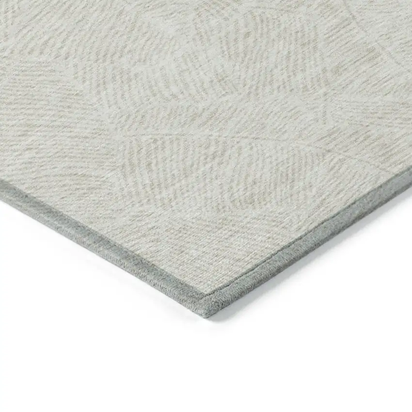 Ivory And Beige Floral Washable Indoor Outdoor Area Rug Photo 5