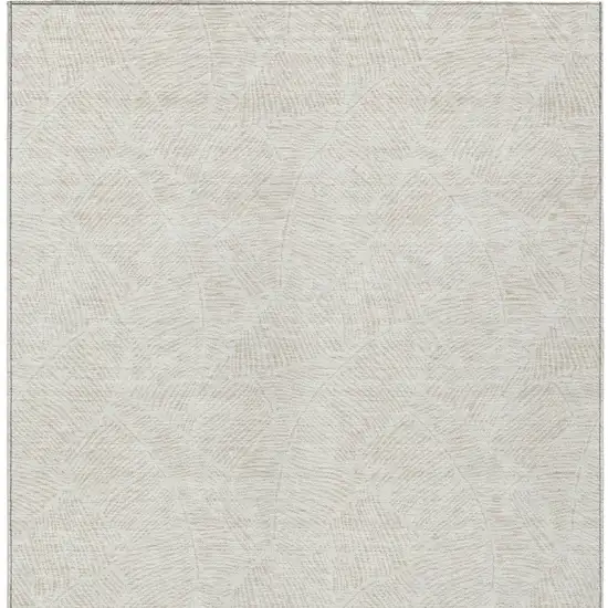 Ivory And Beige Floral Washable Indoor Outdoor Area Rug Photo 7